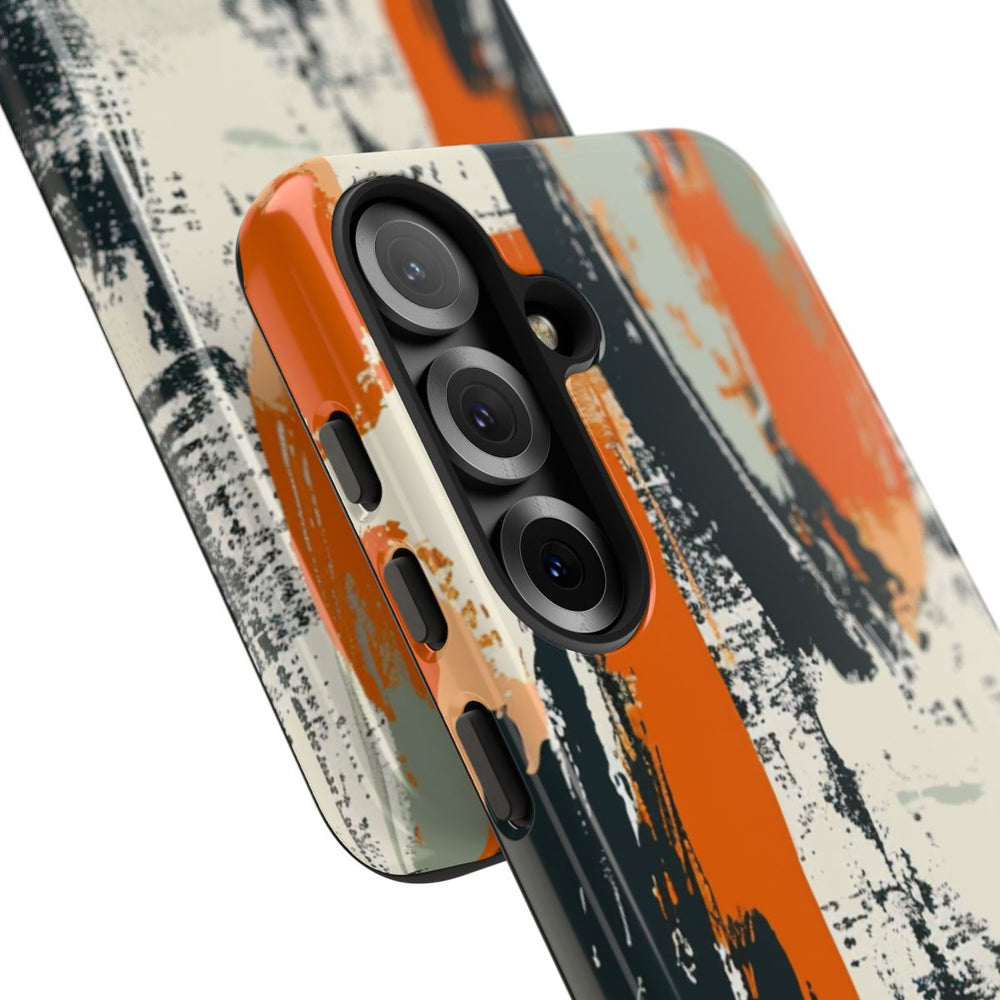 Abstract Oranje-Zwart Penseelstrepenpatroon