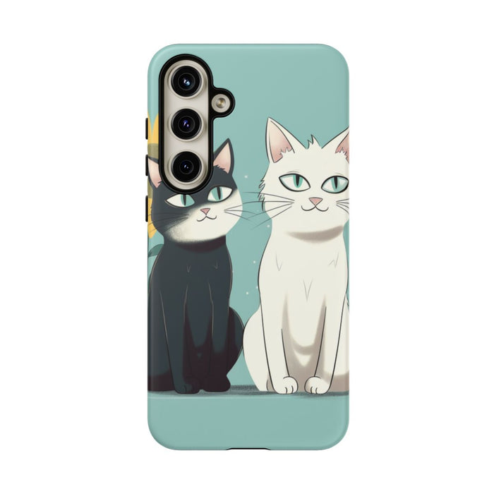 Twee Cartoonkatten met Zonnebloem
