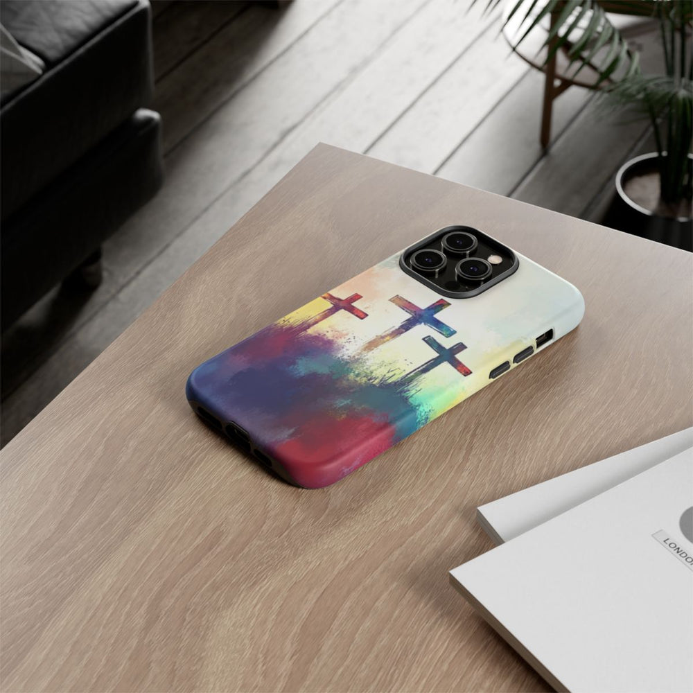 Drie Kruisen in Abstracte Waterverf