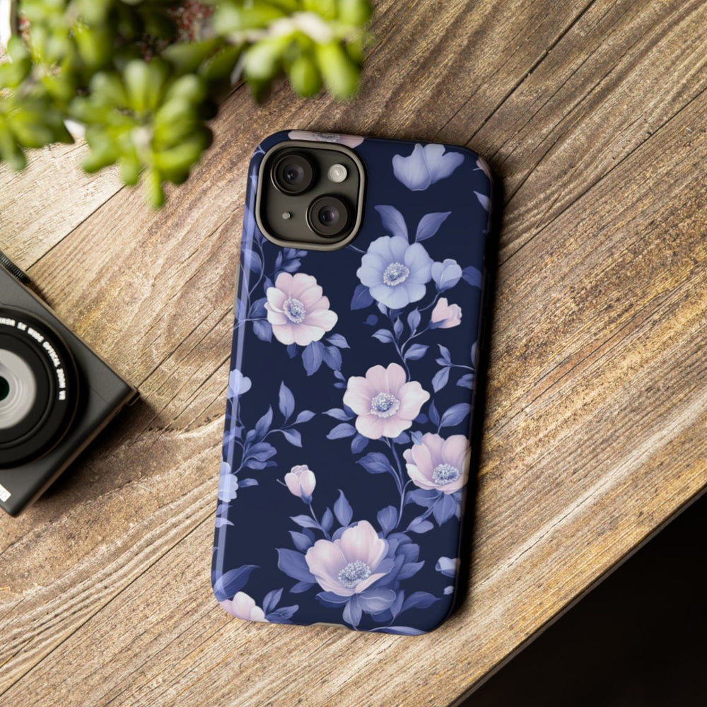 Elegant Blauw-Roze Bloemenpatroon