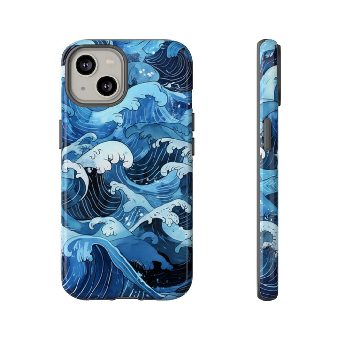 Handgetekende Japanse Stijl Oceaangolven