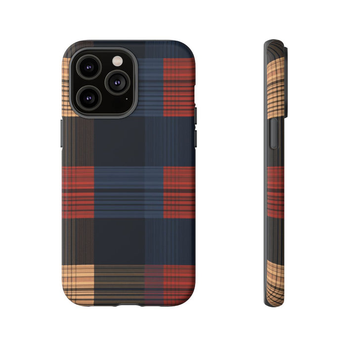 Caramel en Donkerblauw Geruit Patroon