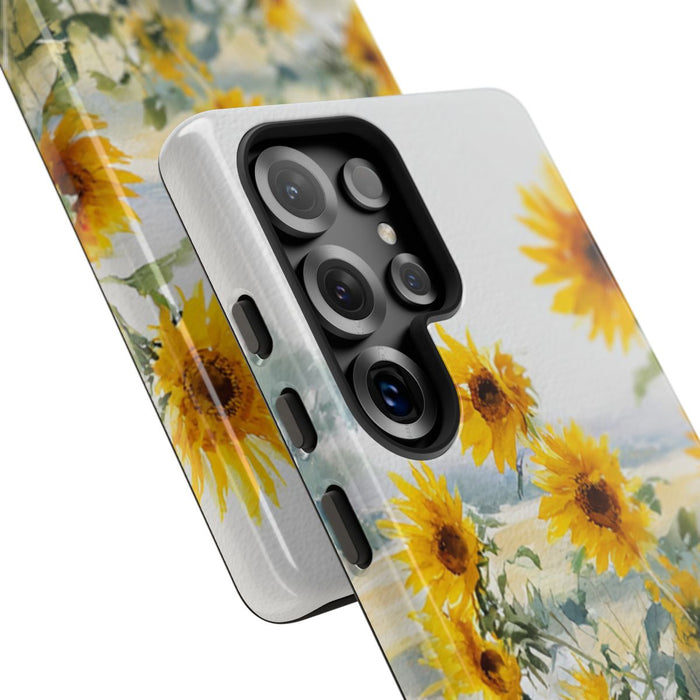 Gele Zonnebloemen in Pastelkleurig Landschap