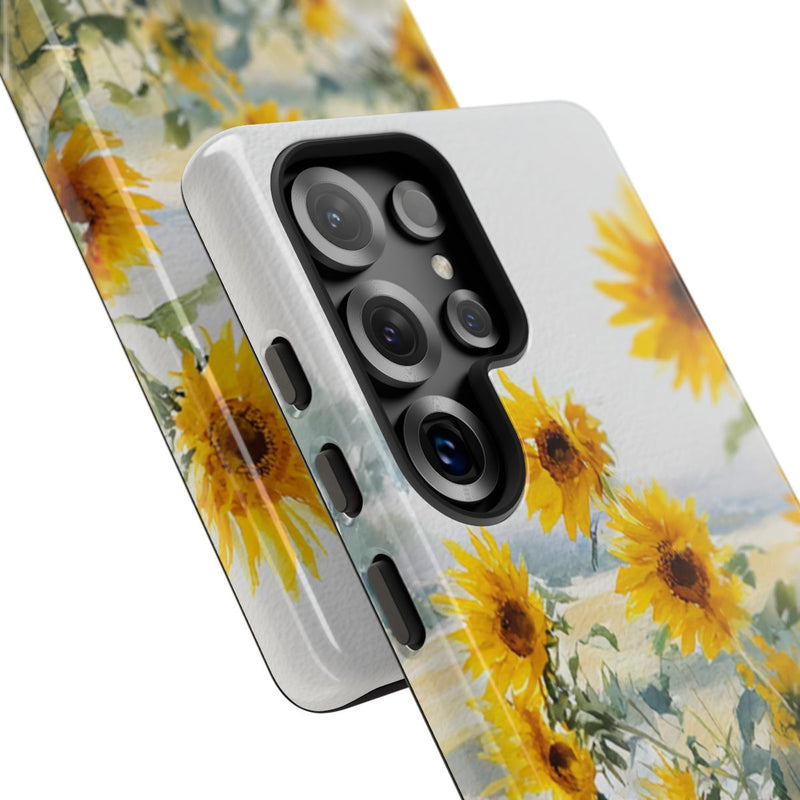 Gele Zonnebloemen in Pastelkleurig Landschap
