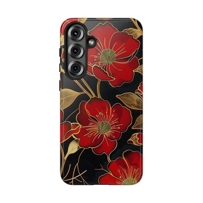 Rood-Gouden Bloemenpatroon