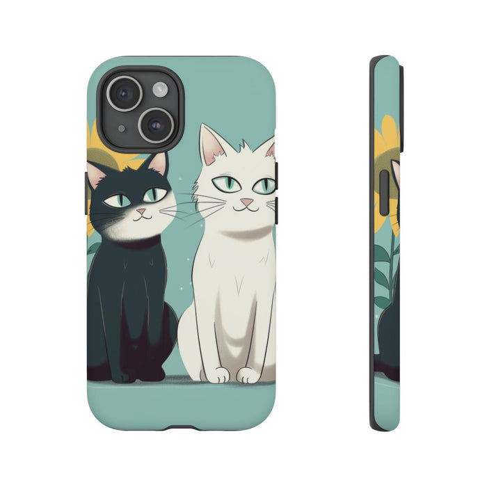 Twee Cartoonkatten met Zonnebloem