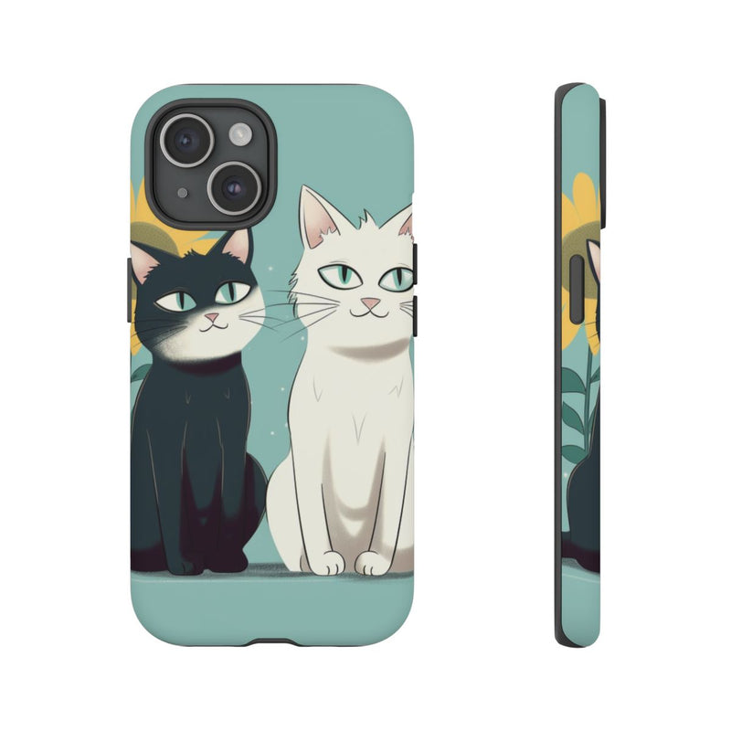 Twee Cartoonkatten met Zonnebloem