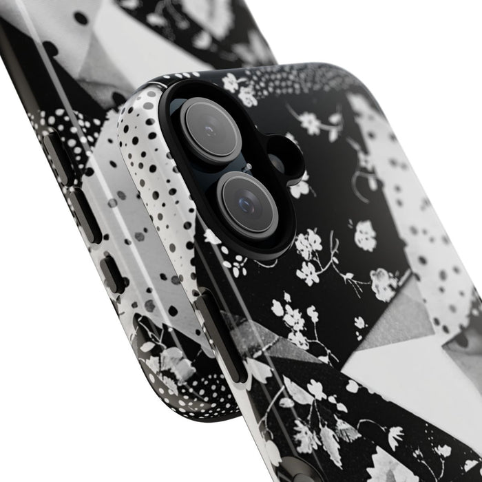 Monochrome Bloemen- en Polkadot Patchwork