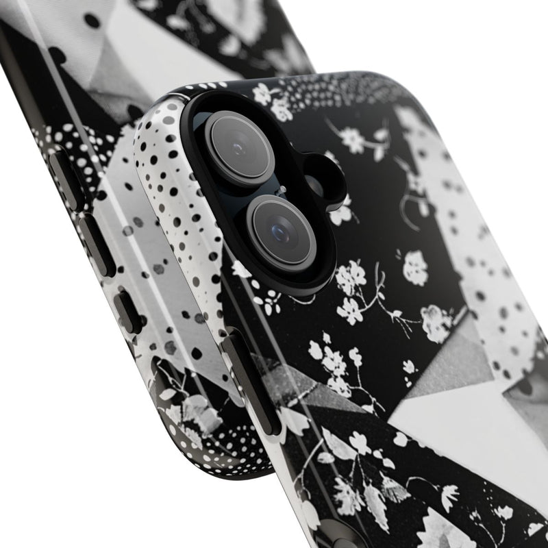 Monochrome Bloemen- en Polkadot Patchwork