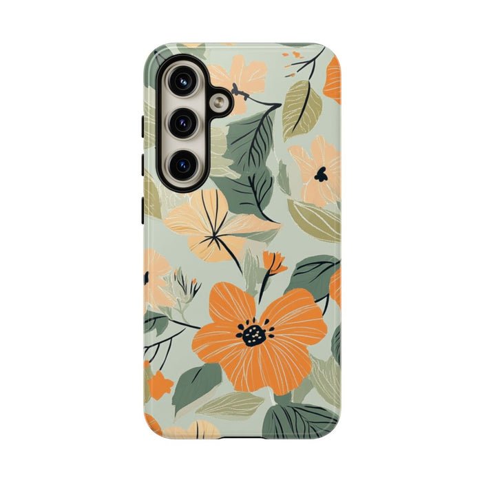 Oranje en Perzik Bloemenpatroon