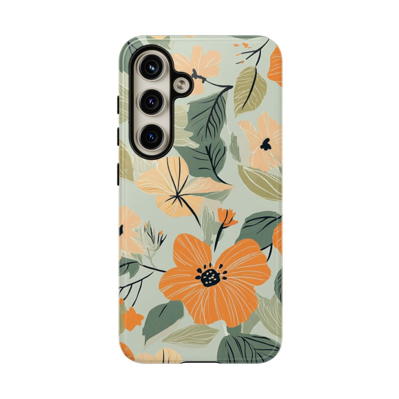 Oranje en Perzik Bloemenpatroon