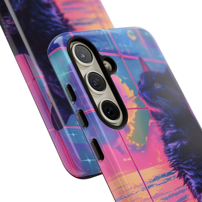 Lofi Vaporwave Kat met Neonlucht