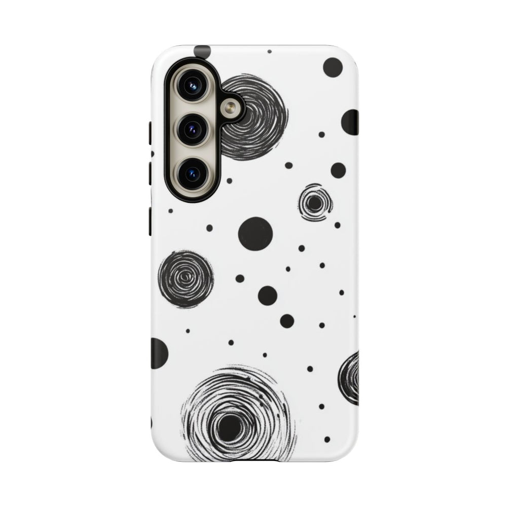 Zwart-Wit Cirkeldessin met Getekende Stippen