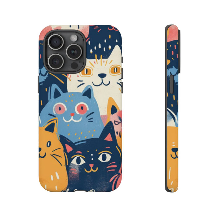 Vrolijk Kattenpatroon in Kleurrijke Illustratie
