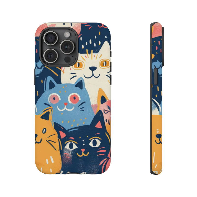 Vrolijk Kattenpatroon in Kleurrijke Illustratie