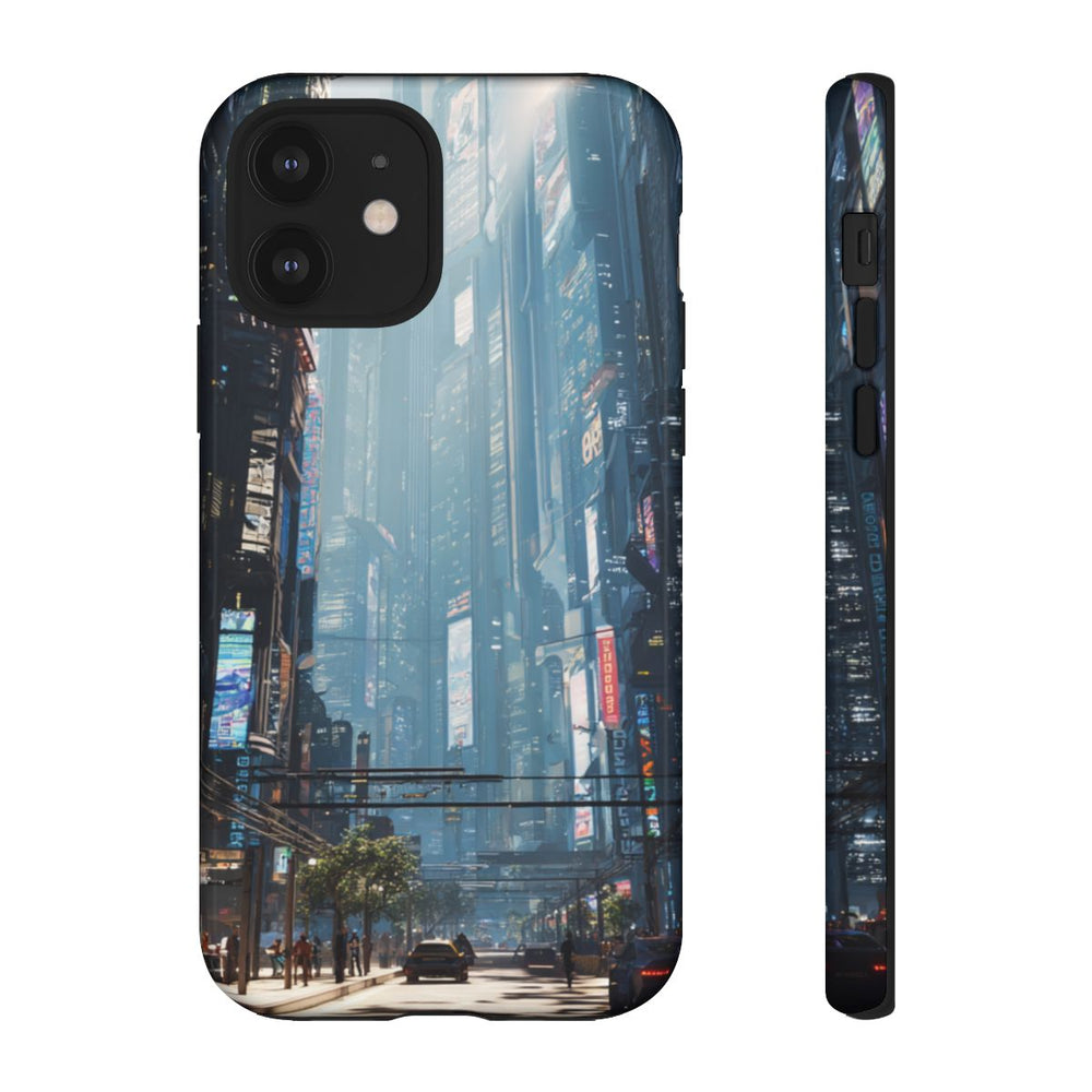 Futuristisch Stadsgezicht met Wolkenkrabbers en Verkeer