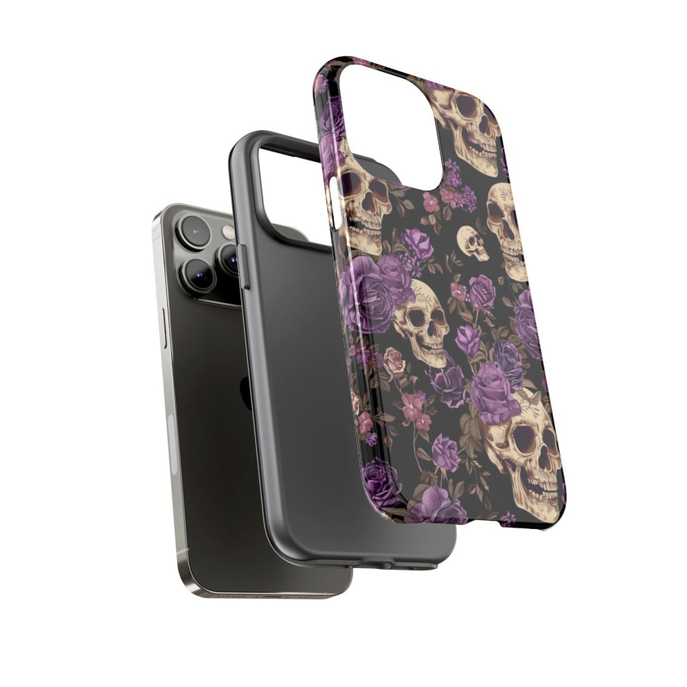 Paarse Rozen en Schedels Patroon