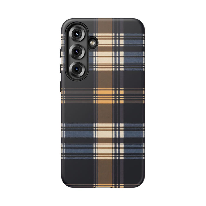 Caramel en Donkerblauw Geruit Patroon