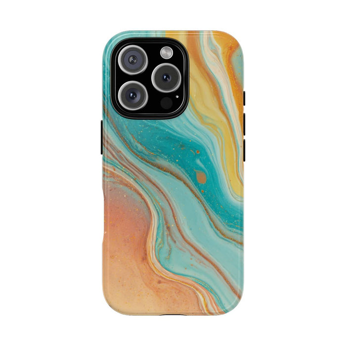 Oranje en Teal Marmer Abstract