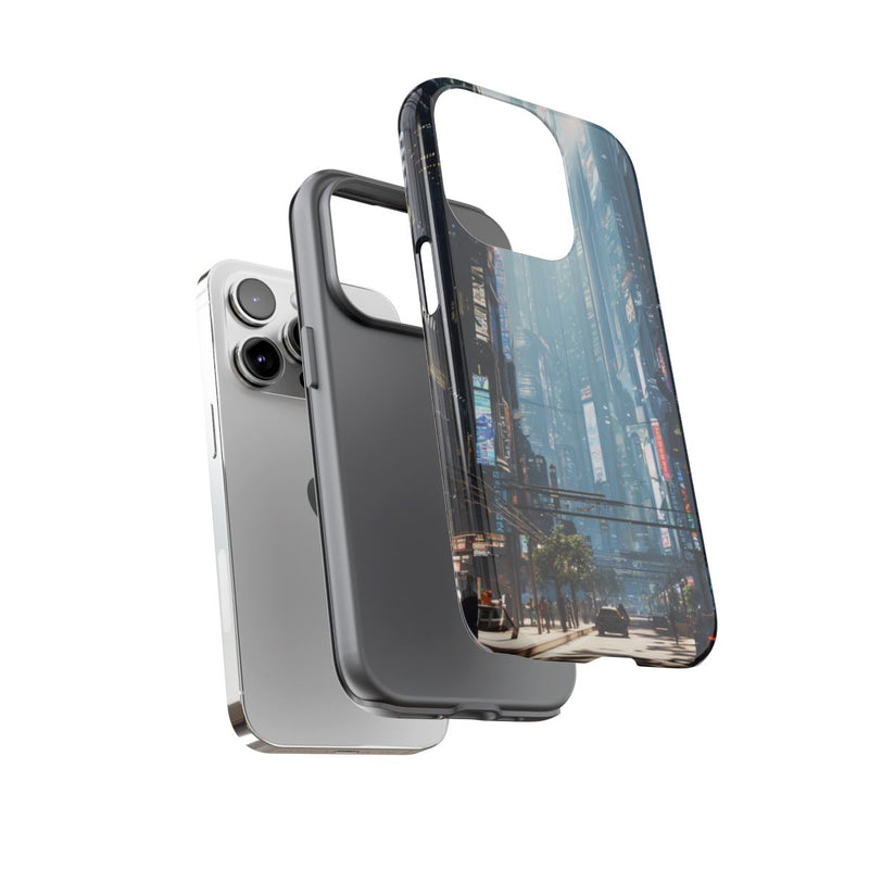 Futuristisch Stadsgezicht met Wolkenkrabbers en Verkeer