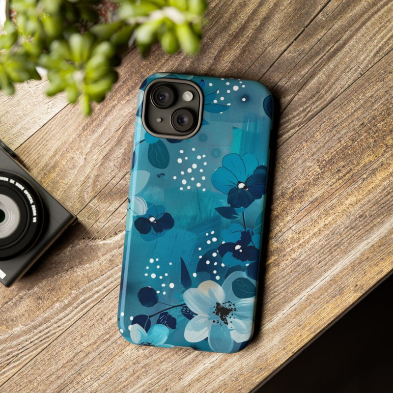 Turquoise Bloemenpatroon met Stippen