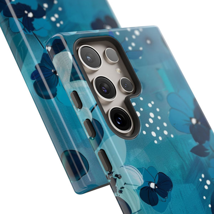 Turquoise Bloemenpatroon met Stippen