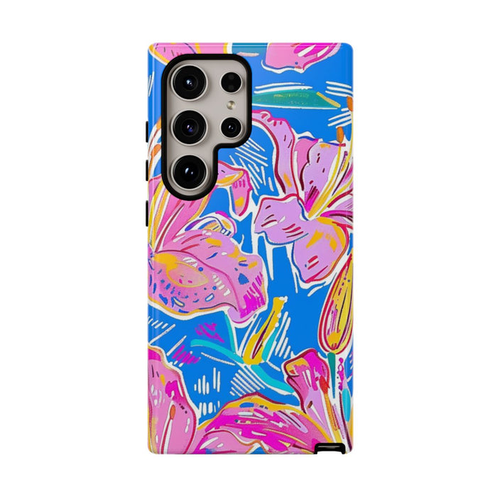 Felroze en Gele Bloemenprint