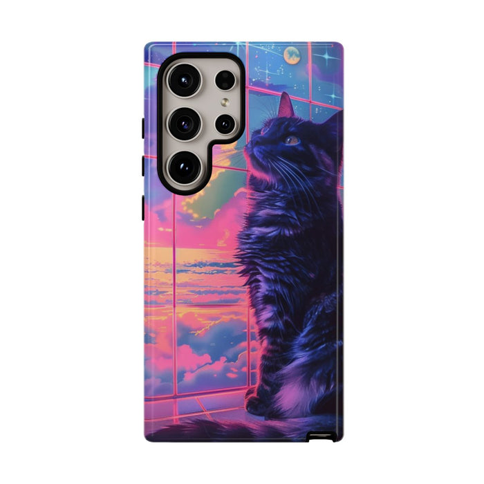 Lofi Vaporwave Kat met Neonlucht