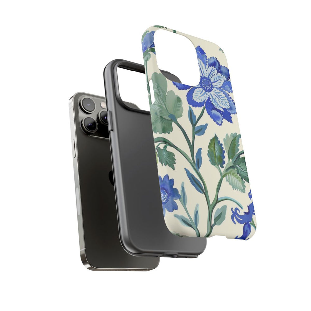 Blauw Waterverf Bloemenpatroon