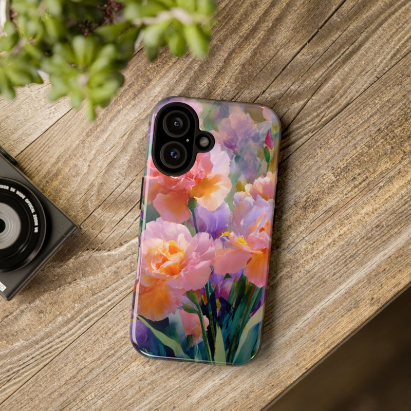 Roze en Paarse Bloemen in Waterverf