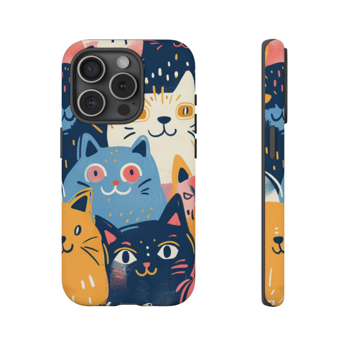 Vrolijk Kattenpatroon in Kleurrijke Illustratie
