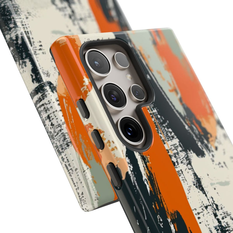 Abstract Oranje-Zwart Penseelstrepenpatroon