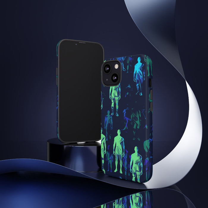 Blauw-Groene Neon Figurenpatroon