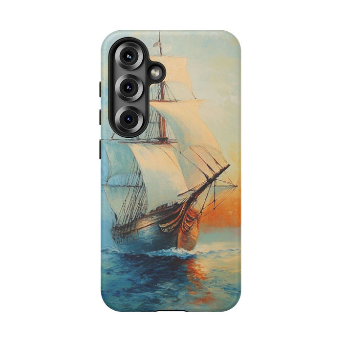 Schildering van Zeilschip bij Zonsopkomst