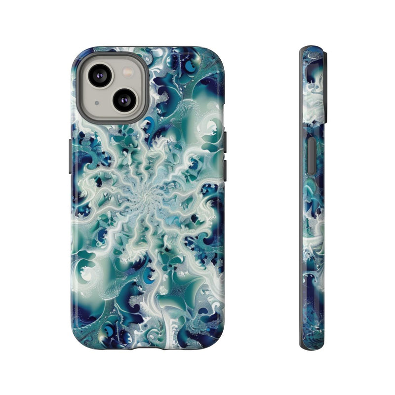 Blauw-Groene Fractalwerveling met Glans