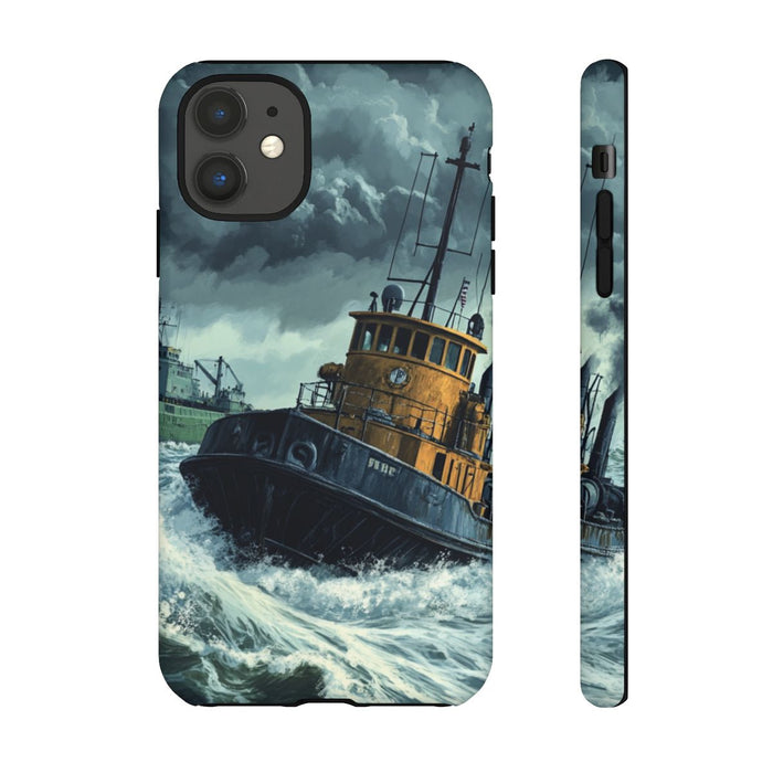 Sleepboot Trok Vrachtschip door Stormachtige Zee