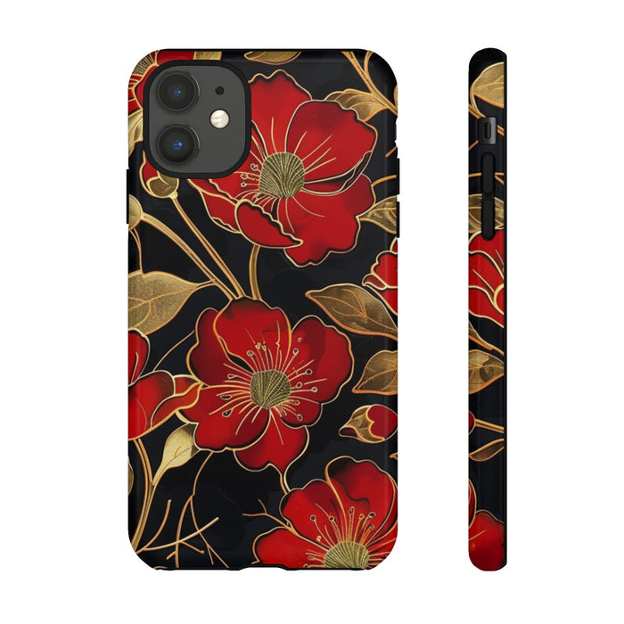 Rood-Gouden Bloemenpatroon
