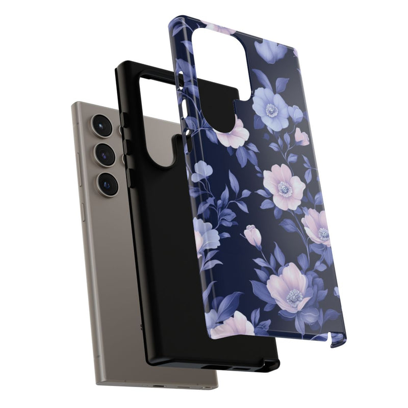 Elegant Blauw-Roze Bloemenpatroon