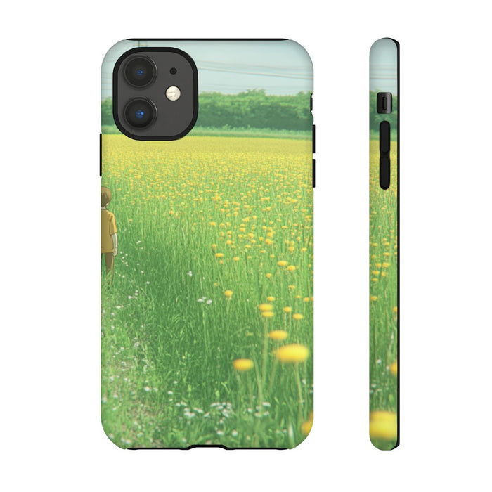 Jongen Wandelt Door Geel Bloemenveld