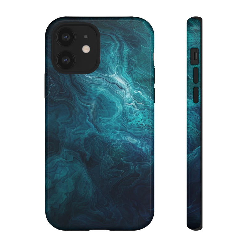 Mystieke Blauwe en Teal Abstracte Krullen