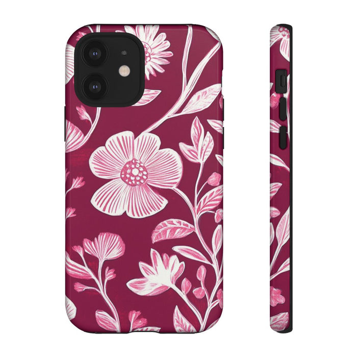 Roze en Witte Bloemenprint