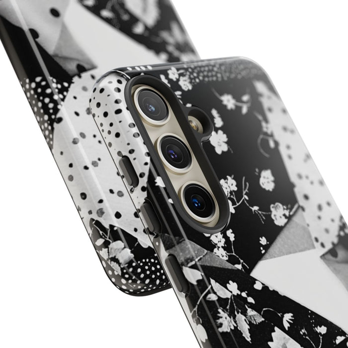 Monochrome Bloemen- en Polkadot Patchwork