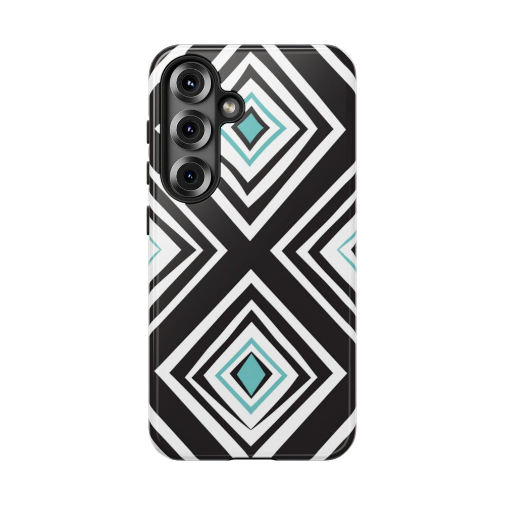 Geometrisch Zwart-Turquoise Diamantpatroon