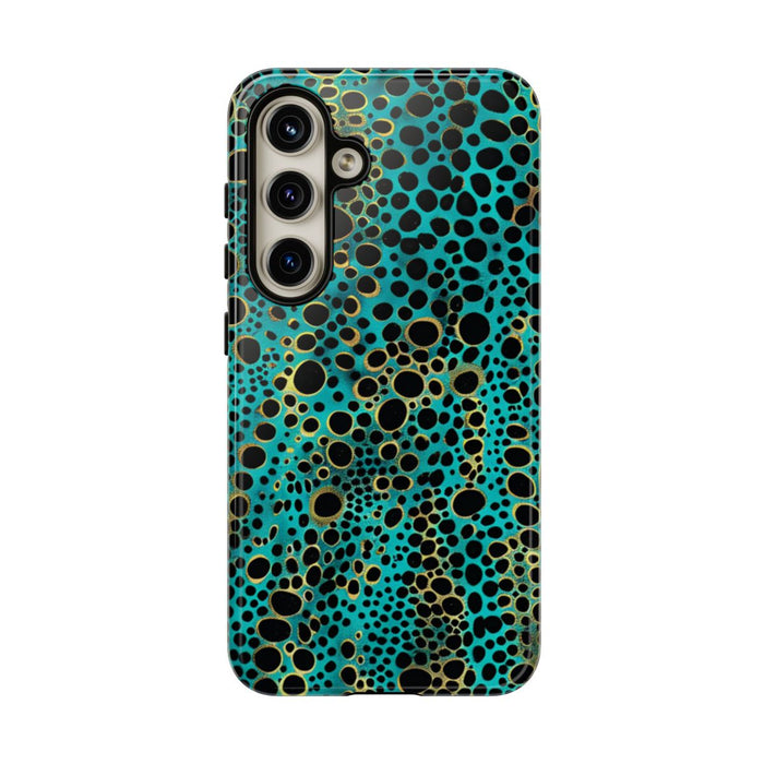 Turquoise en Zwart Abstract Stippenpatroon