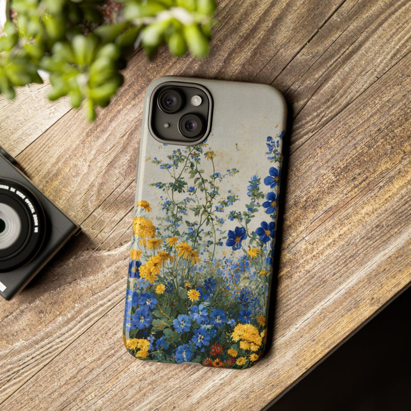 Blauwe en Gele Wilde Bloemen