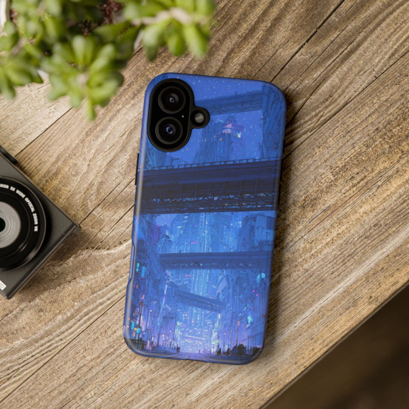 Futuristische Blauwe Stadsstraat