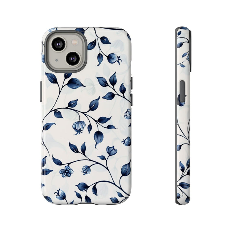 Blauw Bloemenrankenpatroon