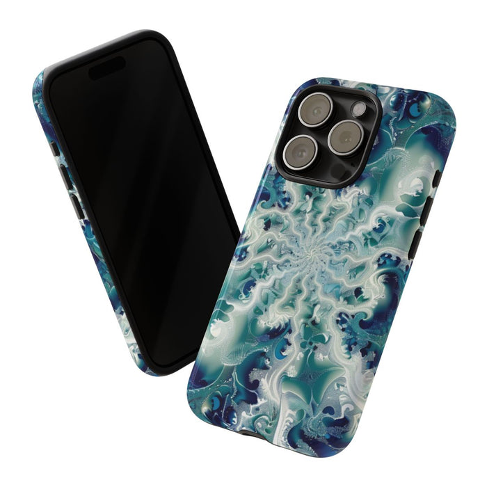 Blauw-Groene Fractalwerveling met Glans