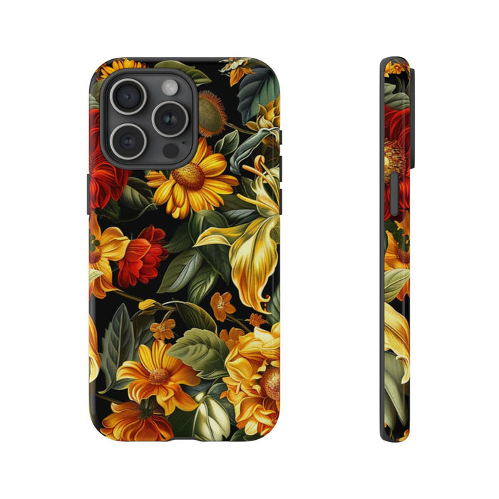 Vrolijk Gele en Rode Bloemenprint