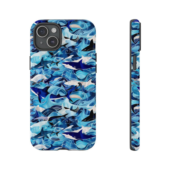 Blauwe Oceaangolven en Haaienpatroon